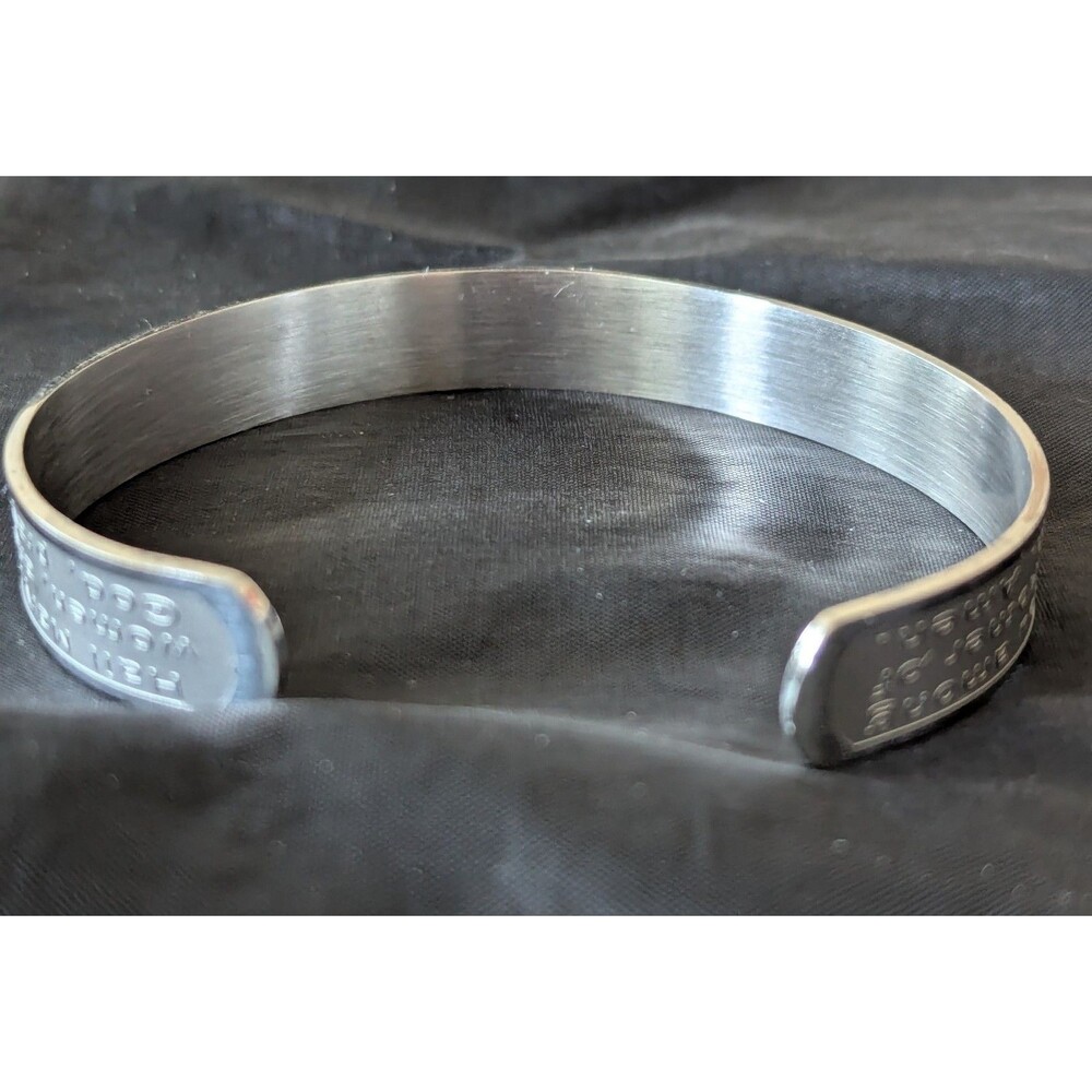The Lord's Prayer Cross Bracelet Bangle Cuff Stainless Steel Stretchable - Picture 7 of 8